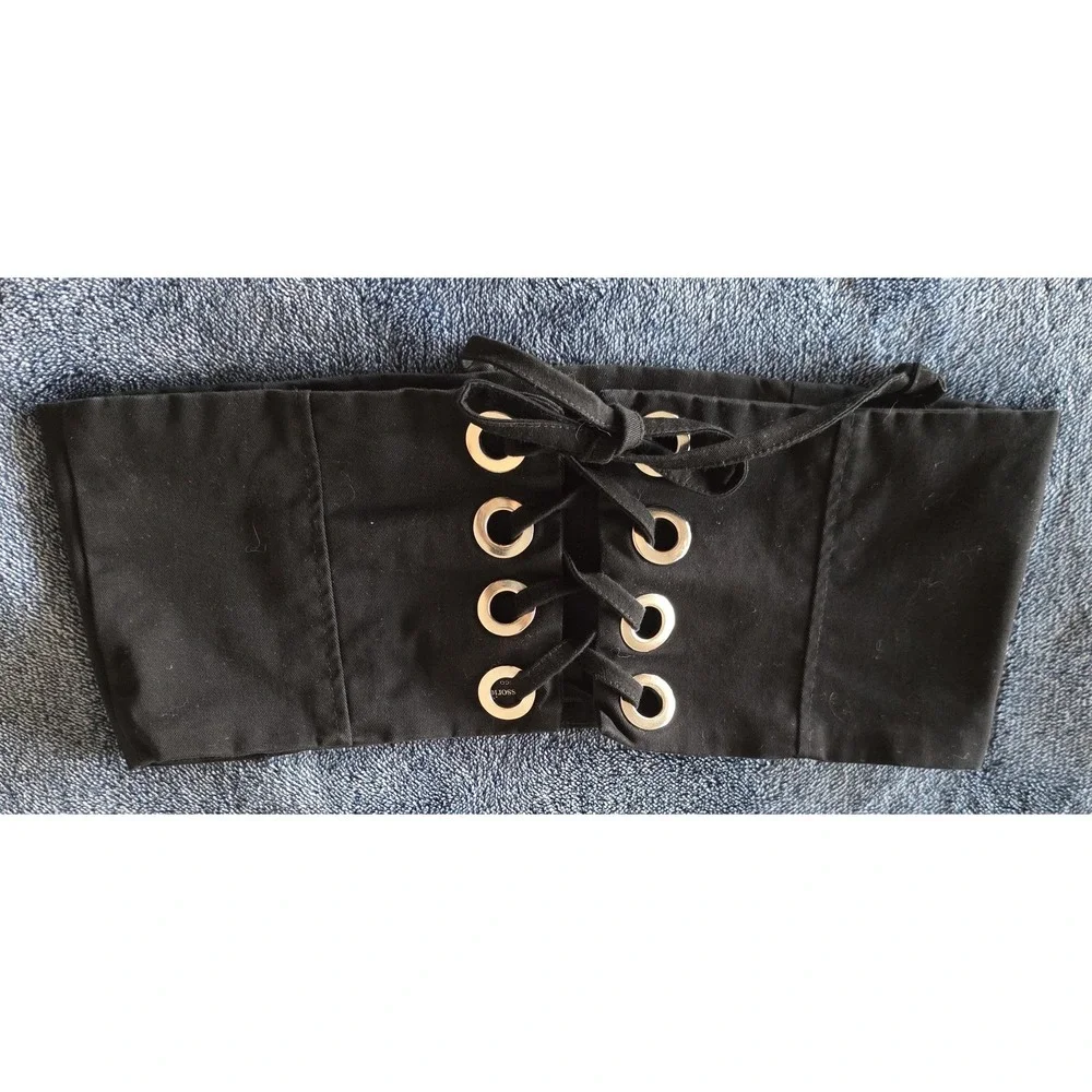 Zara Waist Belt Size 32 Black Cotton‎ Blend Women's
